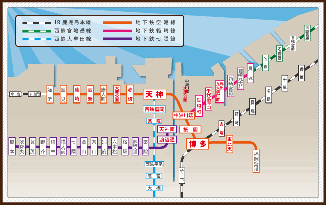 福岡市マンスリーマンション・ウィークリーマンションを検索　路線図